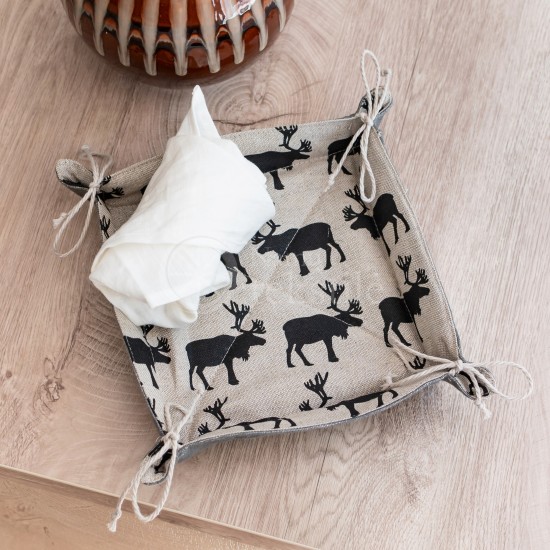 Colourful half-linen bread basket "Moose"